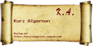 Kurz Algernon névjegykártya